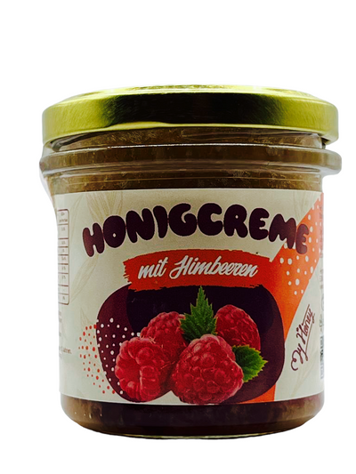 Honigcreme mit Himbeeren